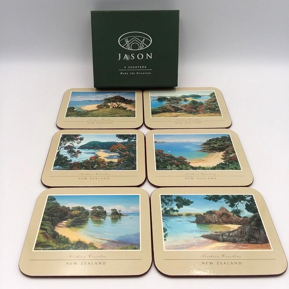 Jason Coasters Northern Coastline‎ New Zealand Cork Back Drink Coasters Set of 6